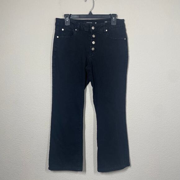Tahari Womens Size 10/30 Eloise Bootcut Jeans Black Button Fly Mid Rise Pockets - Picture 1 of 8